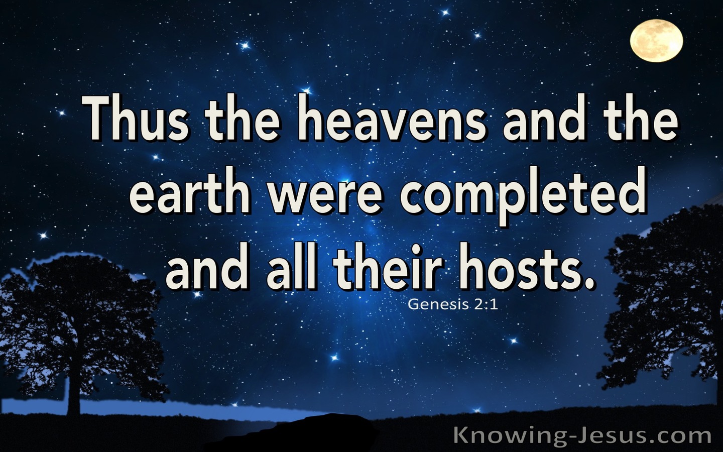 Genesis 2:1 The Heaven And Earth Were Completed (blue)